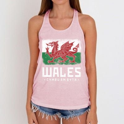 Wales Flag Welsh Dragon Banner Cymru Am Byth Welsh Gift Women's Knotted Racerback Tank