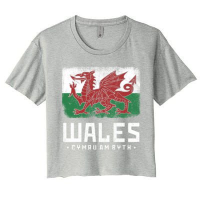 Wales Flag Welsh Dragon Banner Cymru Am Byth Welsh Gift Women's Crop Top Tee