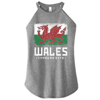 Wales Flag Welsh Dragon Banner Cymru Am Byth Welsh Gift Women's Perfect Tri Rocker Tank