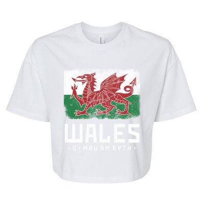 Wales Flag Welsh Dragon Banner Cymru Am Byth Welsh Gift Bella+Canvas Jersey Crop Tee