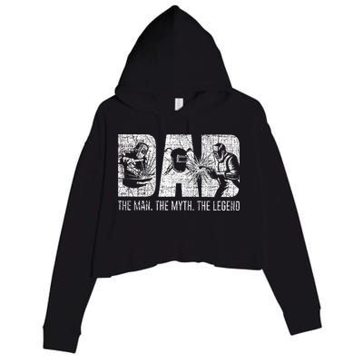 Welder Funny Welding Dad Man Myth Legend Father Crop Fleece Hoodie
