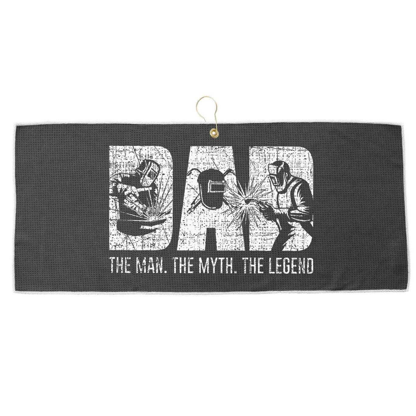 Welder Funny Welding Dad Man Myth Legend Father Large Microfiber Waffle Golf Towel