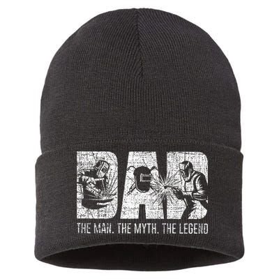 Welder Funny Welding Dad Man Myth Legend Father Sustainable Knit Beanie