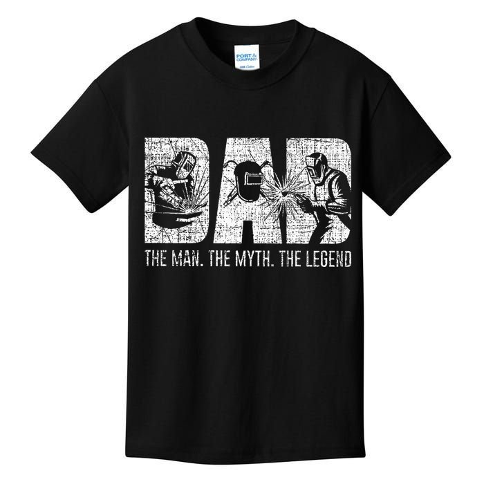 Welder Funny Welding Dad Man Myth Legend Father Kids T-Shirt