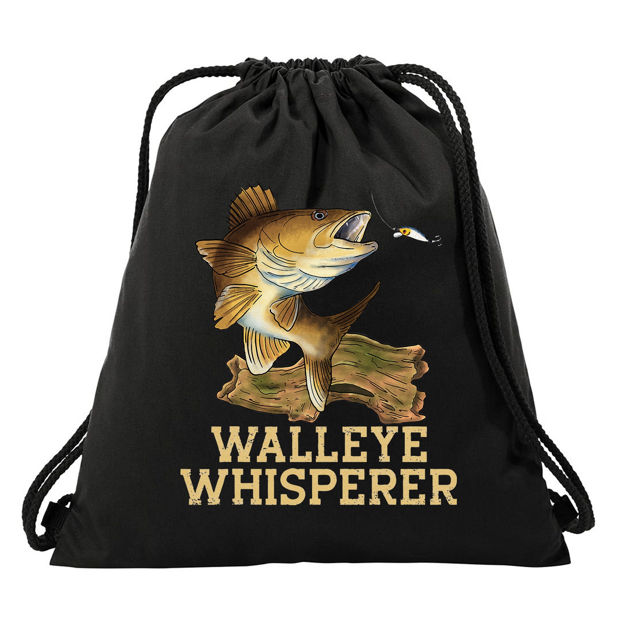 Walleye Fishing Walleye Whisperer Fishing Lure Drawstring Bag