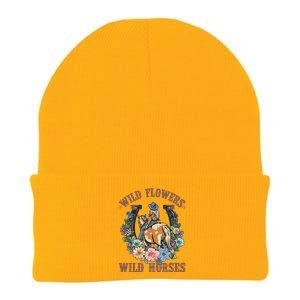 Wild Flowers Wild Horses Cowgirl Knit Cap Winter Beanie