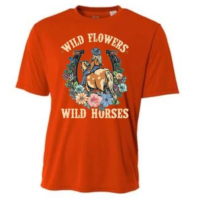 Wild Flowers Wild Horses Cowgirl Cooling Performance Crew T-Shirt