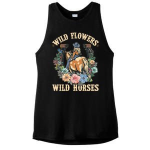 Wild Flowers Wild Horses Cowgirl Ladies PosiCharge Tri-Blend Wicking Tank