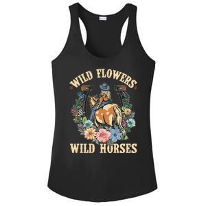 Wild Flowers Wild Horses Cowgirl Ladies PosiCharge Competitor Racerback Tank