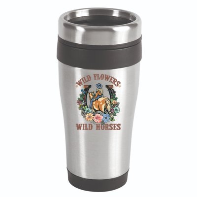Wild Flowers Wild Horses Cowgirl 16oz Travel Tumbler