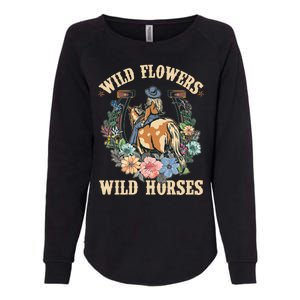 Wild Flowers Wild Horses Cowgirl Womens California Wash Sweatshirt