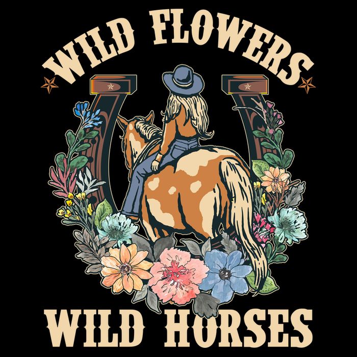 Wild Flowers Wild Horses Cowgirl Womens Tank Top