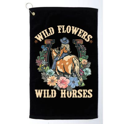 Wild Flowers Wild Horses Cowgirl Golf Towel