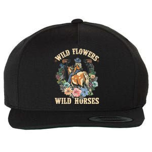 Wild Flowers Wild Horses Cowgirl Wool Snapback Cap