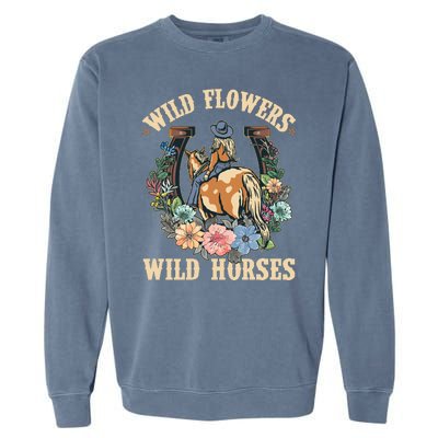 Wild Flowers Wild Horses Cowgirl Garment-Dyed Sweatshirt