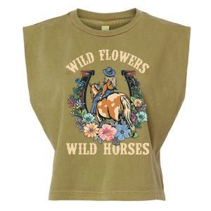 Wild Flowers Wild Horses Cowgirl Garment-Dyed Women's Muscle Tee