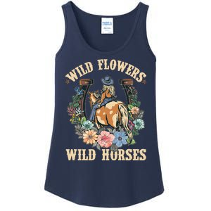 Wild Flowers Wild Horses Cowgirl Ladies Essential Tank