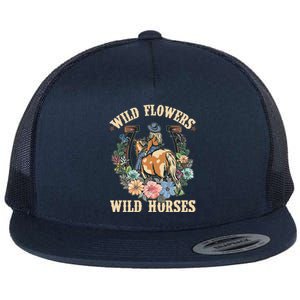 Wild Flowers Wild Horses Cowgirl Flat Bill Trucker Hat