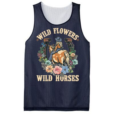 Wild Flowers Wild Horses Cowgirl Mesh Reversible Basketball Jersey Tank