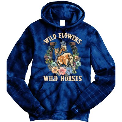 Wild Flowers Wild Horses Cowgirl Tie Dye Hoodie