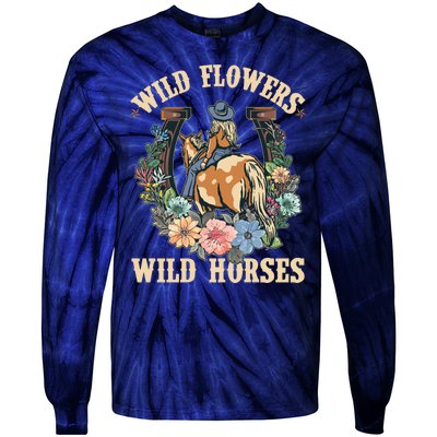 Wild Flowers Wild Horses Cowgirl Tie-Dye Long Sleeve Shirt