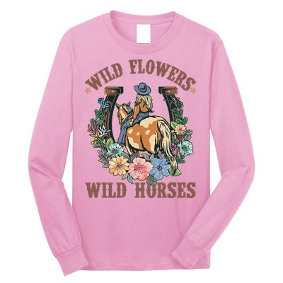 Wild Flowers Wild Horses Cowgirl Long Sleeve Shirt