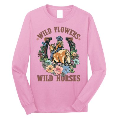 Wild Flowers Wild Horses Cowgirl Long Sleeve Shirt