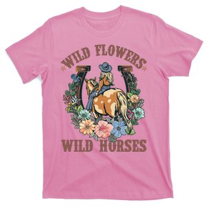 Wild Flowers Wild Horses Cowgirl T-Shirt