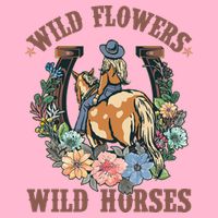 Wild Flowers Wild Horses Cowgirl Button