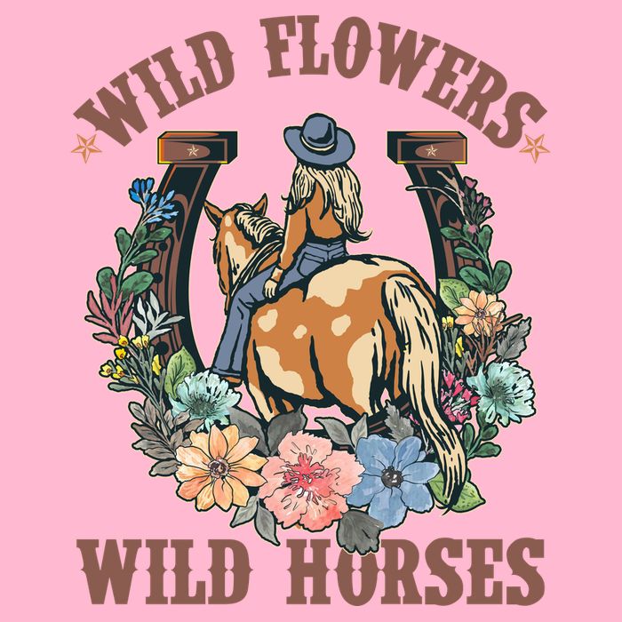 Wild Flowers Wild Horses Cowgirl Button