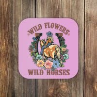 Wild Flowers Wild Horses Cowgirl Coaster