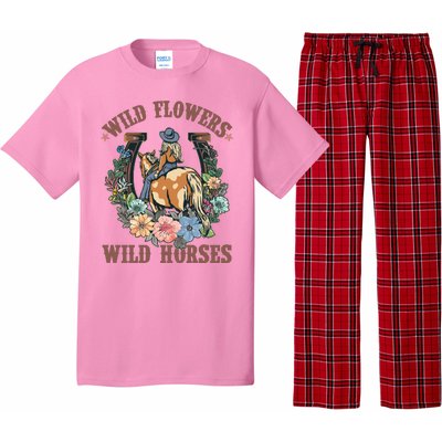 Wild Flowers Wild Horses Cowgirl Pajama Set