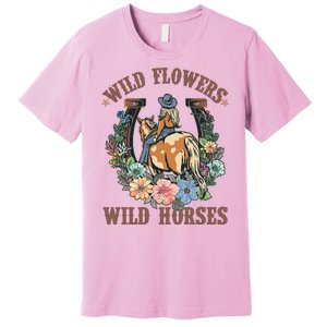 Wild Flowers Wild Horses Cowgirl Premium T-Shirt