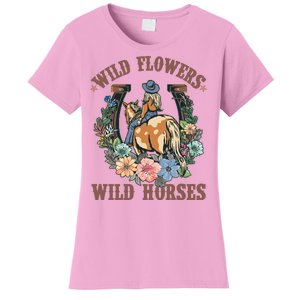 Wild Flowers Wild Horses Cowgirl Women's T-Shirt