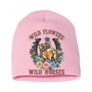 Wild Flowers Wild Horses Cowgirl Short Acrylic Beanie