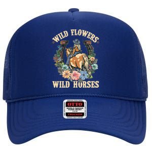 Wild Flowers Wild Horses Cowgirl High Crown Mesh Back Trucker Hat