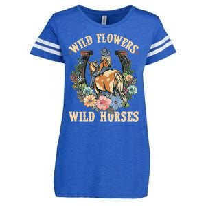 Wild Flowers Wild Horses Cowgirl Enza Ladies Jersey Football T-Shirt