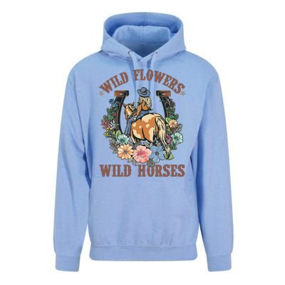 Wild Flowers Wild Horses Cowgirl Unisex Surf Hoodie