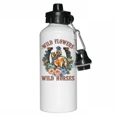 Wild Flowers Wild Horses Cowgirl Aluminum Water Bottle 