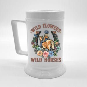 Wild Flowers Wild Horses Cowgirl Beer Stein