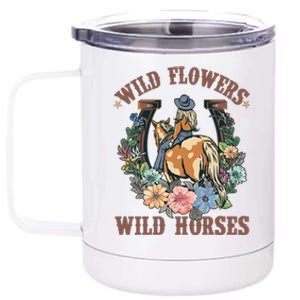 Wild Flowers Wild Horses Cowgirl 12 oz Stainless Steel Tumbler Cup