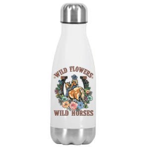 Wild Flowers Wild Horses Cowgirl Stainless Steel Insulated Water Bottle