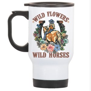 Wild Flowers Wild Horses Cowgirl Stainless Steel Travel Mug