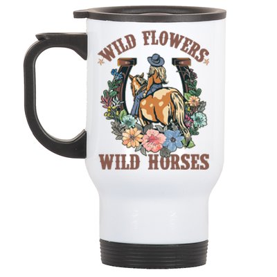 Wild Flowers Wild Horses Cowgirl Stainless Steel Travel Mug