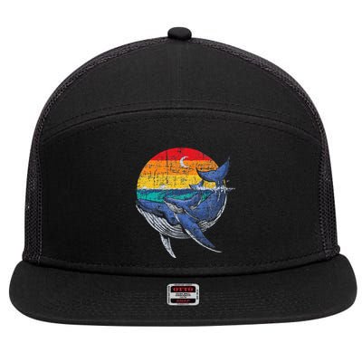 Whale Family Whale Lover Whales Aquarist Marine Biologist 7 Panel Mesh Trucker Snapback Hat