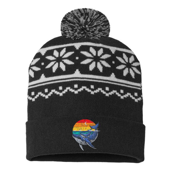 Whale Family Whale Lover Whales Aquarist Marine Biologist USA-Made Snowflake Beanie