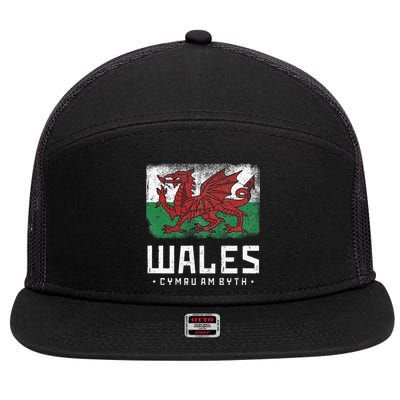 Wales Flag Welsh Dragon Banner Cymru Am Byth Welshman 7 Panel Mesh Trucker Snapback Hat