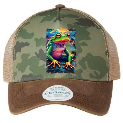 Watercolor Frog Legacy Tie Dye Trucker Hat