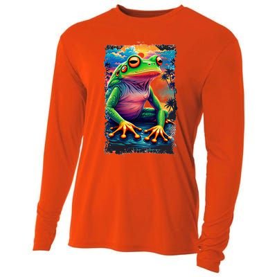 Watercolor Frog Cooling Performance Long Sleeve Crew