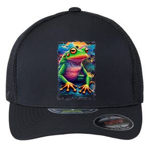 Watercolor Frog Flexfit Unipanel Trucker Cap